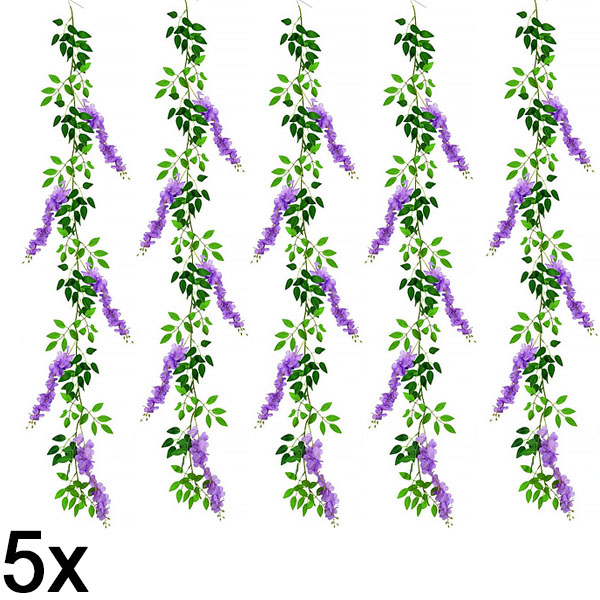 5x Șir de flori artificiale de glicină | WISBLOOM