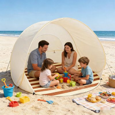 Cort de Plajă Pop-Up - Adăpost Solar UPF50+, 120x120x100 cm | POPYTENT
